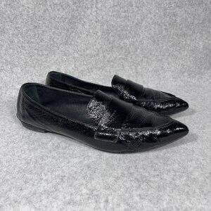 AGL Loafers Womens 11 US Black Patent Leather Pointed Toe Shoe Flats Business